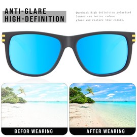 Queshark Polarised Sunglasses Men Women Ultralight & TR90 Frame & UV400 Protection & HD Pilot Lenses, Classic Sunglasses for Cycling Running Driving Fishing Hiking Climbing Riding, Black Frame & Blue