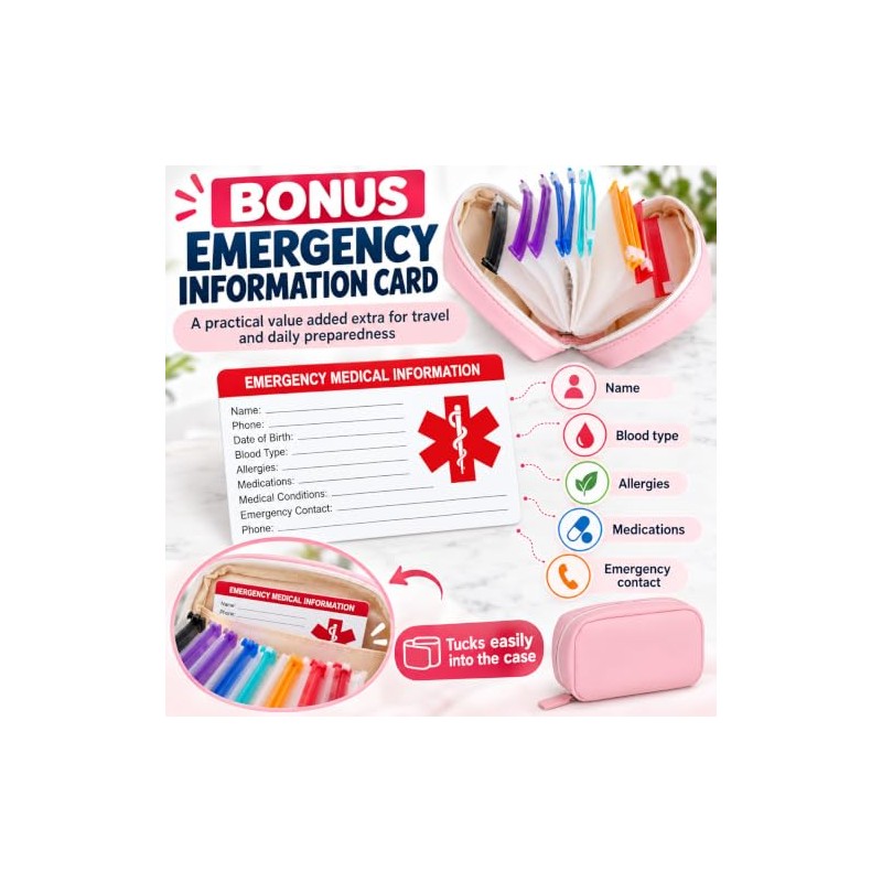 A8 Waterproof Pill Organiser for Travel with 14 Pill Pouch