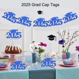 30Pcs 2025 Glitter Graduation Cutouts Tags Banners 2025 Graduation Party Decoration Tags for Mason Jar Table Centerpieces Class of 2025 Graduation Cutouts Tags Sign for Vase