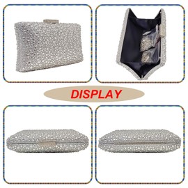 HUANG ZHUANG Sparkly Elegant Crystal Clutch Solid Rhinestone Handbags For Women Party Purse Bridal Prom Bag(silver)