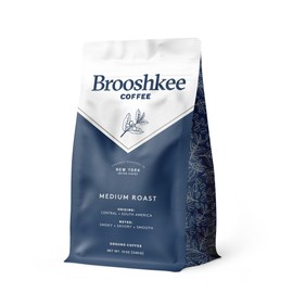 Brooshkee Specialty Coffee - Medium Roast Ground Coffee, Central & South American Blend, Smoky & Savory, 12 oz. Upscale quality without the upscale price