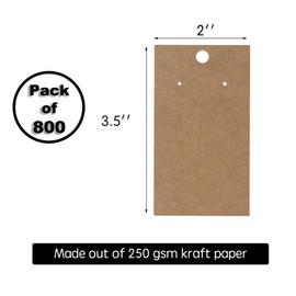 800 Pack Earring Cards - Earring Card Holder - Custom Earring Cards for Earring Display - Hanging Earrings - Bulk Earring Cards - 2 x 3.5 Inches - Brown (Pack of 800)