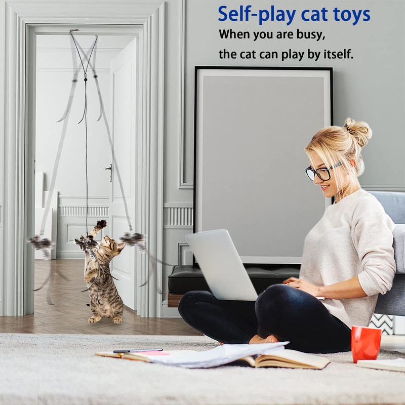 Mitubati Cat Toys Indoor Hanging Door Retractable Flying Da Bird
