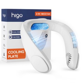 HIGO CoolMaster Pro Neck Fan, Neck Air Conditioner, 2-in-1 Cooling Neck Fan Portable Rechargeable, Wearable Personal Fan, 4400mAh Large Battery, Ergonomic Design, White