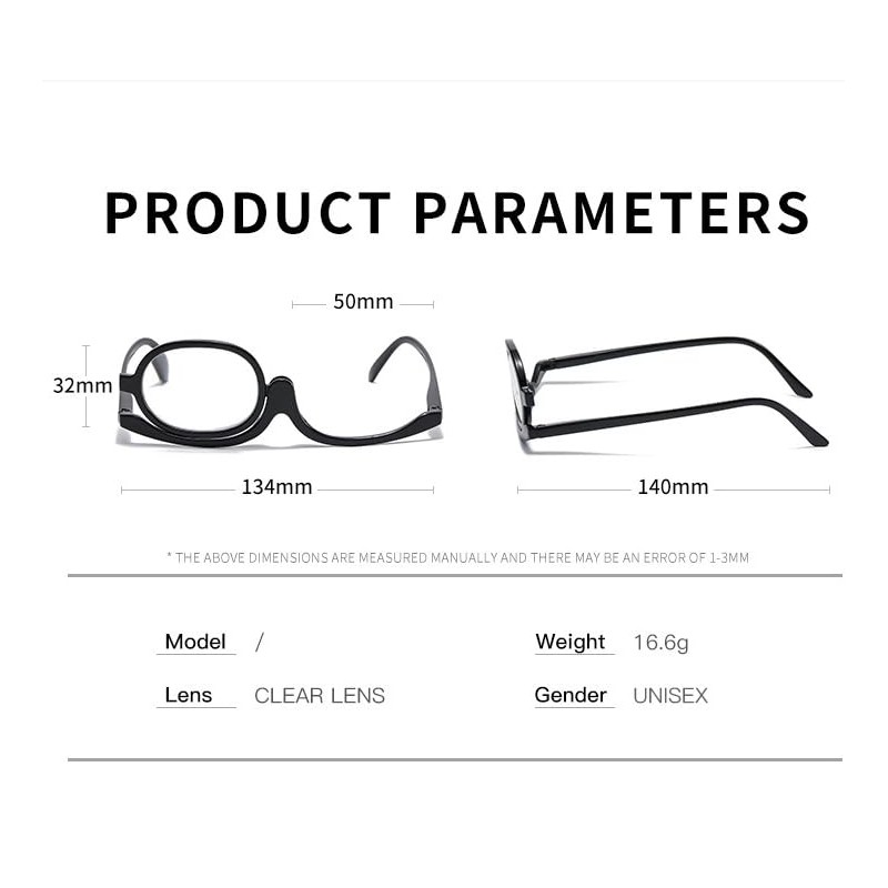 Makeup Glasses, Cosmetic Flip Glasses, Make Up Eyewear Flip, Magnifying