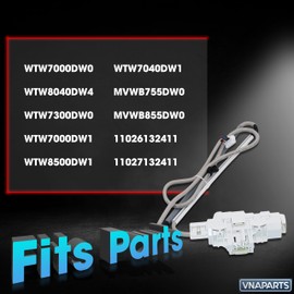 WTW7000DW0 WTW8040DW4 WTW7300DW0 Cabrio Washer Door Lid Lock Latch Assembly For Whirlpool Cabrio WTW7000DW1 WTW8500DW1 WTW7040DW1 Replaces Maytag MVWB755DW0 MVWB855DW0 Ken-more 11026132411 11027132411
