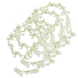 Pack of 4 Artificial Cherry Blossom Garland, 1.85 m, Flower Vine, Silk Flowers, Hanging Flower Vines, Artificial Cherry Flowers for Wedding, Party, Home, Garden Decoration (White)
