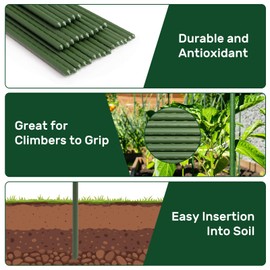 AGTEK 48" Garden Stakes, 60PCS Plastic Coated Plant Stakes, 4ft Plant Support for Climbing Plants