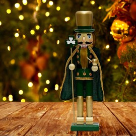 Harilla Holz Nussknacker Figur St. Tag Dekoration Doll Office mit Stand Base Puppet Toy für Kaminhandwerksfamilienfreund