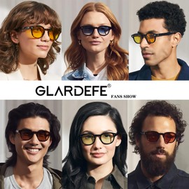 GLARDEFE Retro Round Sunglasses For Men Women - Vintage Circle Tinted Sun Glasses(Black/Orange)