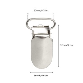 Andux 25pcs Straps Clips for Making Holders, Bib Clips, Toy Holder, Silver, YJK-03 (2.0 cm, Long Head)