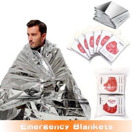 ifory Emergency Mylar Thermal Blankets, Space Blanket Survival kit Camping Blanket, Windproof & Waterproof Shield, High-Visibility Rescue Signal (Pack of 6)