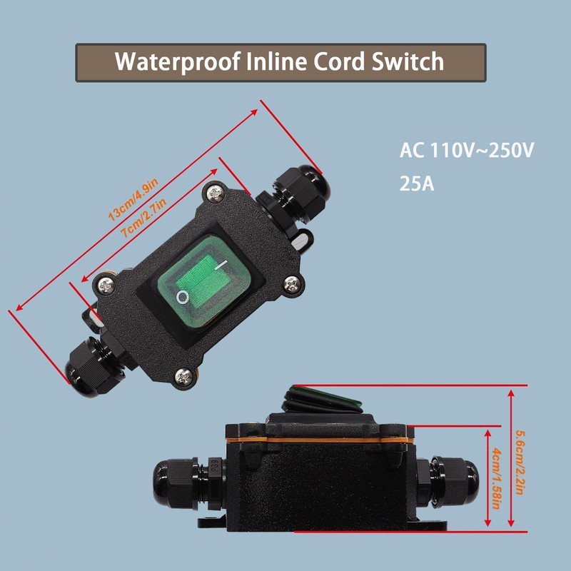 Daohaodeli 110V AC DPST On Off Outdoor Toggle Switch,IP65 Waterproof