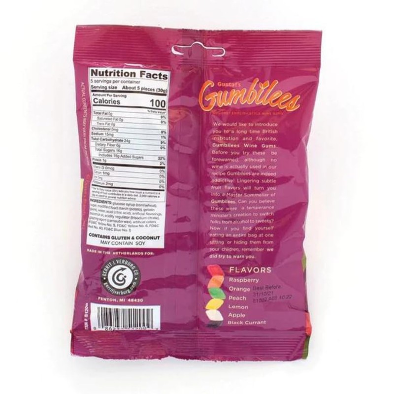 Gustaf'S, Gumbilees English Style Original Gustaf's Wine Gums, 5.2 Ounce