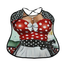 Sarini Funny bib for adults, funny bib for men and women, washable clothing protection for adults, elderly, food, feeding, joke gifts, original bibs, party gifts, red