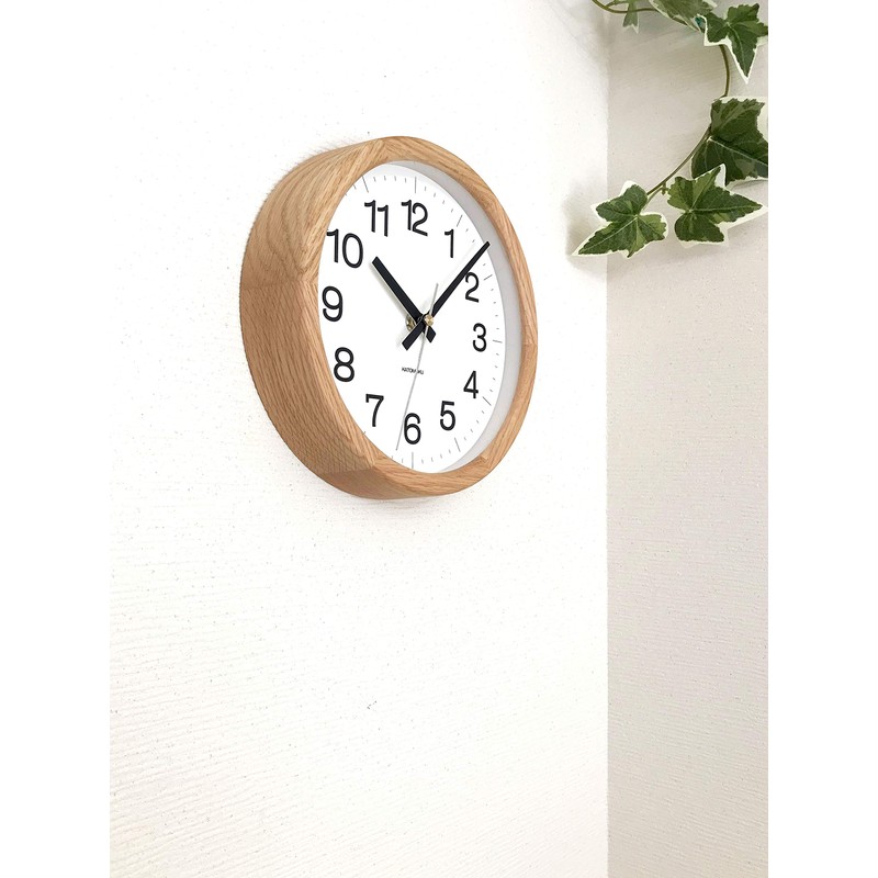 KATOMOKU Muku Clock 16 Oak Wall Clock, Continuous Second Hand,