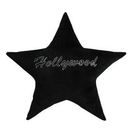 Hollywood Star Studded Plush Pillow - Black
