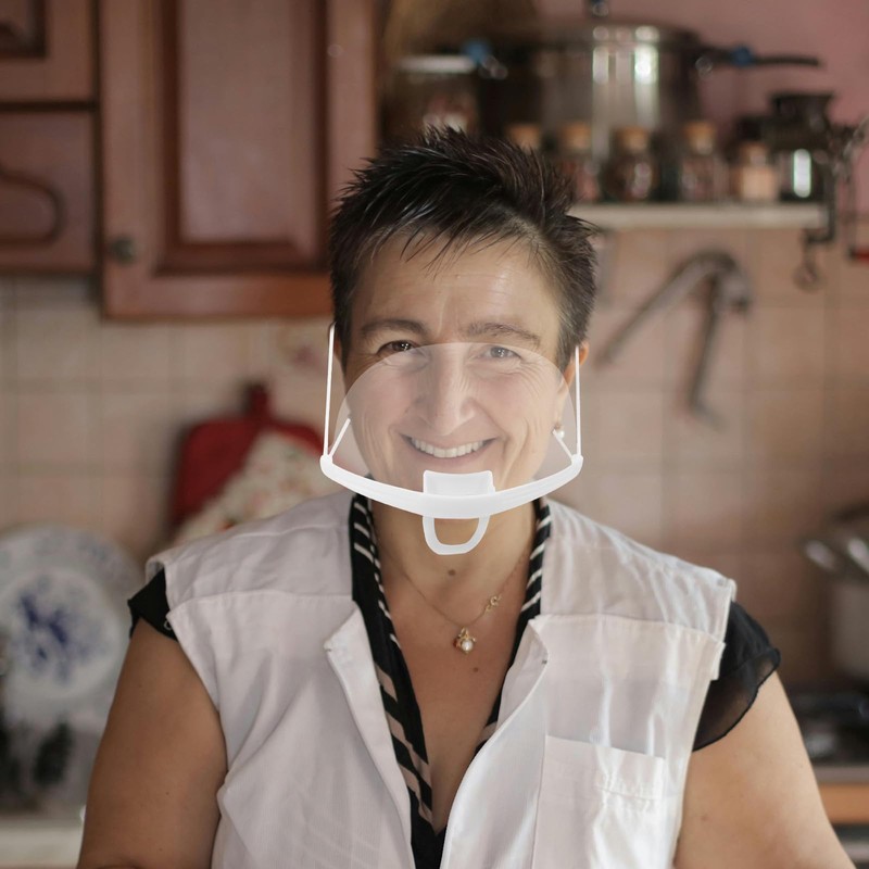 20pcs Transparent Plastic Chef Mask, Anti-fog Nose Mouth Cover, Food