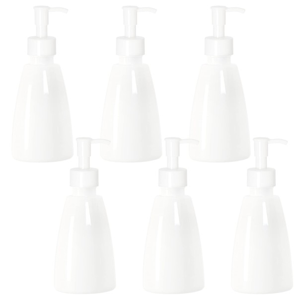 Youngever 6 Paquetes 250ML Botellas de Bomba de Plástico, Botellas de Bomba Rellenables de Plástico con Cierre de Viaje (Triangle White)