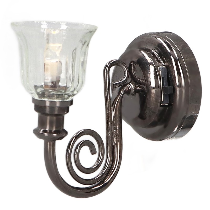 1:12 Dollhouse Wall Lamp LED Warm Lighting Vintage Look Metal