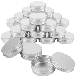 SHUESS Pack of 35 Aluminium Empty Containers, 40 ml Round Travel Cream Jar, Aluminium Tins for Cosmetics, Nail Art, Buttons, Ointments - 5. x 2.3 cm (Silver)