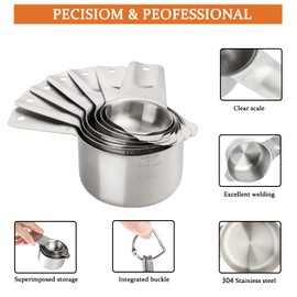 Measuring Cups, AGUMINY Measuring Cups and Spoons Set Stainless Steel 7 Measuring Cups and 9 Measuring Spoons for Kitchen Measuring Tools