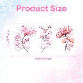 Qianyu 10 Blätter Temporäre Blumen-Tattoos Wasserdichte Bunt Fake Tatoo Sticker Kit Kindertattoo zum Aufkleben Frauen Gesicht Haut Arm Geburtstags Party Festival Sommerliche Make-up Körperdekoration