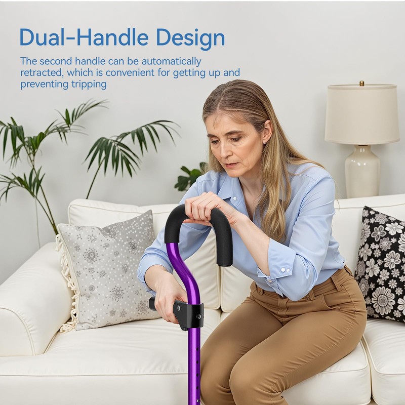 KingPavonini Canes for Women/Men with Second Handle, Foldable & Adjustable