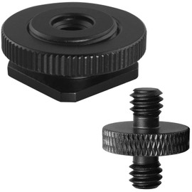 LUORNG 2PCS Hot Cold Shoe Bracket Holder Extension Flash Head Phone Holder 5/8 Male to 1/4 Female Single Tier 1/4 Male Adapter Screw Aluminium Alloy SLR Camera Universal for Lights Travel Tripods