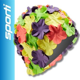Sporti Flower Swim Cap - Gorro de natación para mujer - Elegante goma resistente, protección del cabello, ideal para entusiastas del agua