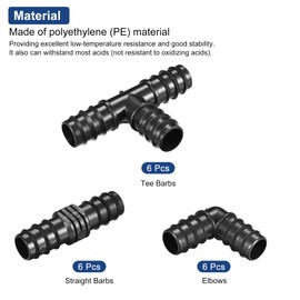 sourcing map Hose Connector 24.5 mm Plug Nipple 21-24 mm I.D. 6 Barbs 6 T-Pieces 6 Sheets