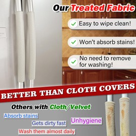 Rikzor Refrigerator Door Handle Covers, Set of 5, Adjustable Appliance Handle Covers, Keep Your Kitchen Clean, Microwave Oven Stove Dishwasher Handle Protector, Non Slip Fridge Handle Cover (Ivory)