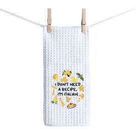BAUNA Italian Food Kitchen Towel Italian Chef Dishes Towel I Don't Need A Recipe I'm Italian Cooking Tea Towel Kitchen Decor (Italian Towel)