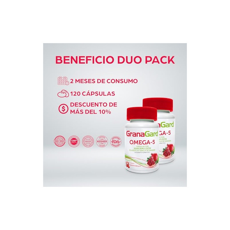 Duo Pack Granagard Omega Cáps Nanotecnología Cápsulas Aceite Semilla Granada