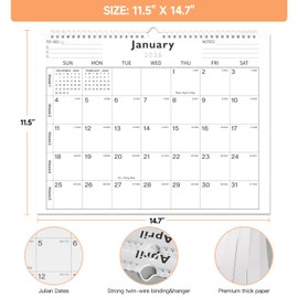 Lbylyhxc Calendar 2025-2026 - Includes July 2025 to December 2026-18 Monthly Wall Calendar 2026, 14.7 x 11.5 Inches.Thick Paper with Julian Dates and Block for New Year and Christmas Presents (wall calendar 2025-2026 simplicity)