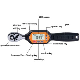 Beslands Digital Torque Wrench Time Accuracy Clockwise ± 2% / Counterclockwise ± 2.5% Torque Wrench with Buzzer and LED (0.3-10Nm)
