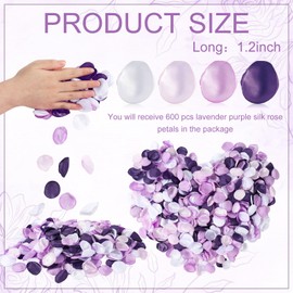 AnyDesign 600Pcs Silk Rose Petals Purple Lavender Flower Petals Artificial Scatter Flowers for Bridal Shower Romantic Night Wedding Aisle Table Centerpieces Decorations