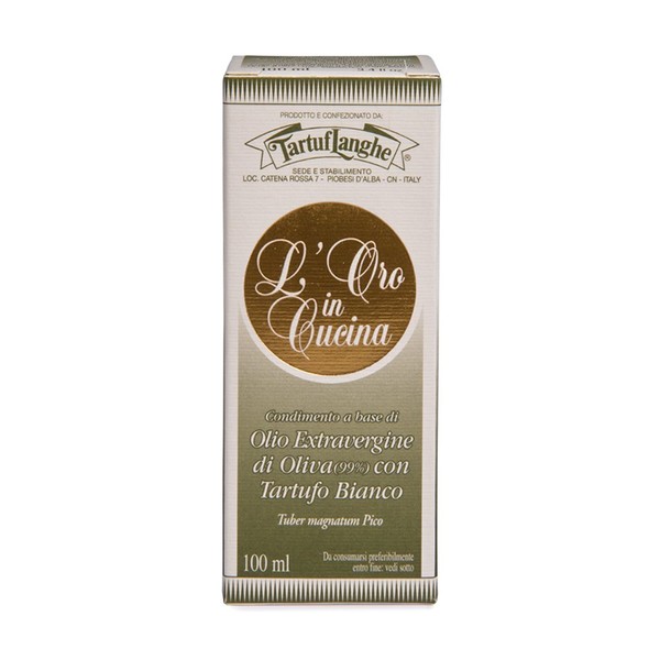 TartufLanghe - L'Oro in Cucina Olio Extravergine di Oliva(99%) con Tartufo Bianco - Extra Virgin Olive Oil with White Truffle 3.4 fl oz (100ml)
