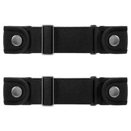 cSUOSDEY 2 Pack No Buckle Belts for Men Women, Side Belt Elastic Stretch Adjustable Invisible Belt Fits 1.5 Inch Belt Loops,black/black