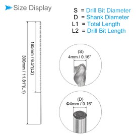 CoCud Extra Long Twist Drill Bit, 0.2 inch (4 mm) Drill Diameter, 11.8 inches (300 mm), Total Length, High Speed Steel, Twist Drill Bit, Copper, Metal, For Carpentry