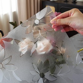 OstepDecor Floral Table Cover 42 x 78 Inch 1.5mm Thick Plastic Table Protector Frosted Dining Table Cover Protector Tablecloth Protector PVC Table Pad Mat for Kitchen, Wooden Table & Hardwood Floor