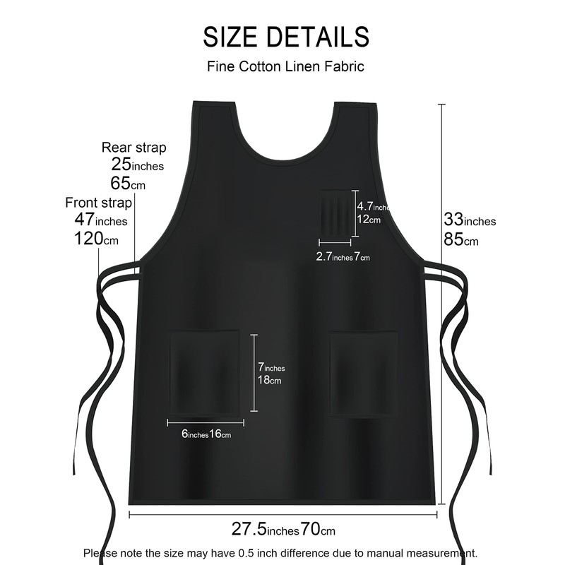 APRONNER Plus Size Aprons for Women with Pockets Cotton Linen