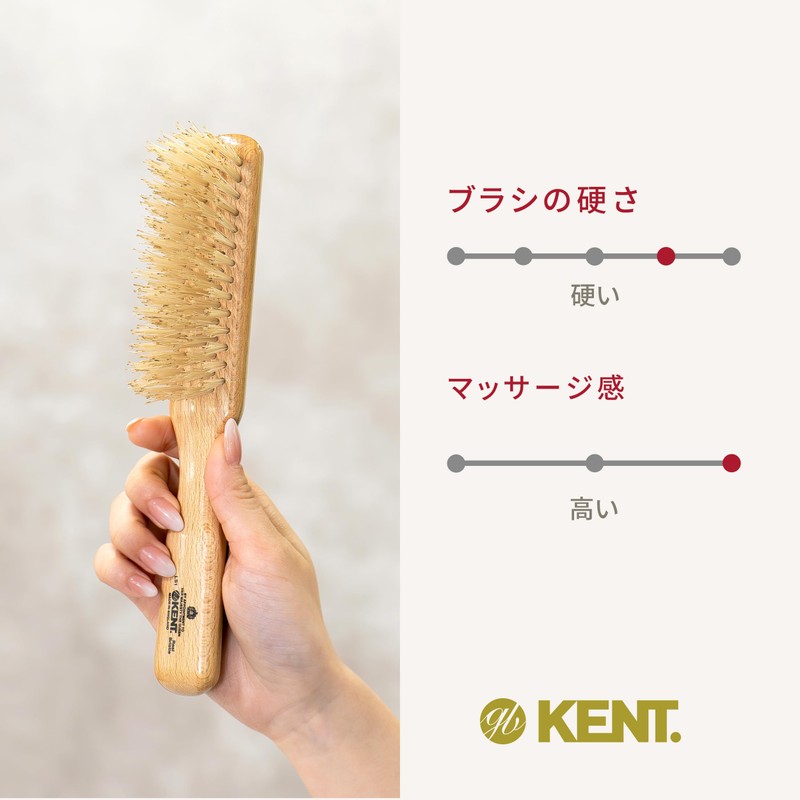 G.B.KENT Hard Bristle Hair Brush Premium Pig Hair Warrant British