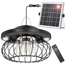 ropelux Solar Shed Light Outdoor Indoor, Bright 3000LM 5 Modes (Daytime Available) Lamp with 3 Color Temps Dual Motion Sensor Remote, Hanging Pendant Lights for Gazebo Barn Garage Shop, 1 Pack