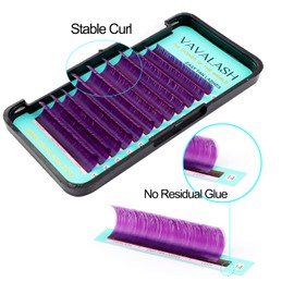 VAVALASH Colored Easy Fan Eyelash Extensions 0.07 CC Curl 13-20mm Mixed Lash Tray Violet Self Fanning Lashes Colorful Volume lash extensions（Violet,0.07-CC-13-20mm）