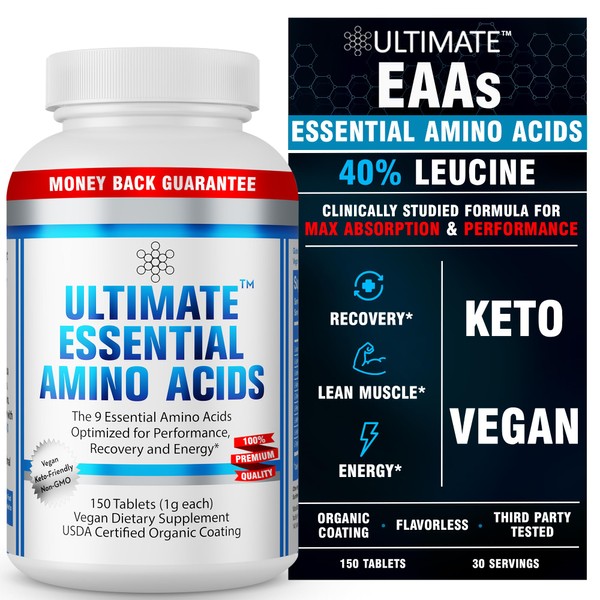 Ultimate 100% Essential Amino Acid Supplement - 150 Easy-to-Swallow, 1g