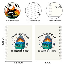 2 Pcs Funny Cat Spiral Notebook, Inspirational Encouragement Gifts for Women, Funny Office Gifts Preppy Aesthetic Journal Notebook, Cat Hardcover Spiral Notebooks for Women Coworker Friends 8.3x6