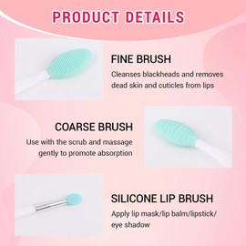 LOGJAM Cepillo Exfoliante Labial De 20 Piezas, Exfoliante Y Cepillo Labial De Doble Cara, Herramienta De Silicona 2 En 1 Para Unos Labios Más Suaves Y Con Mayor Volumen.