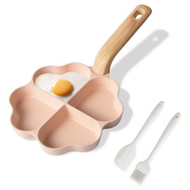 Caannasweis Egg Omelette Pan, 4-Cup Nonstick Granite Omelette Skillet Breakfast Frying Pan Egg Cooker Suitable for Gas Stove & Induction Cookware, PFOA PFOS Free, Pink Heart Shaped