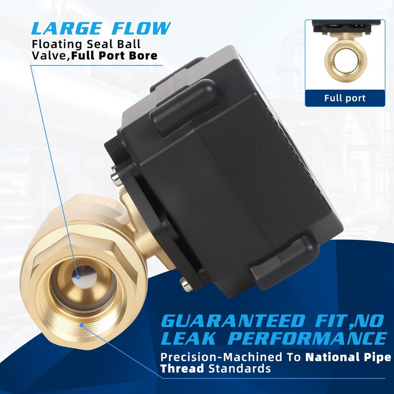 movafaFH 3/4'' Brass Motorized Ball Valve,2 Wire Reverse Polarity Electric